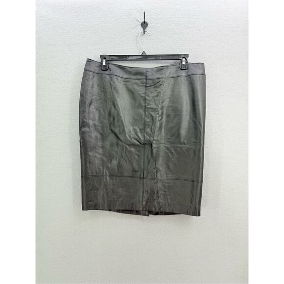 Sejour Womens Black Leather Flat Front Straight & Pencil Skirt Size 16W - Picture 10 of 10